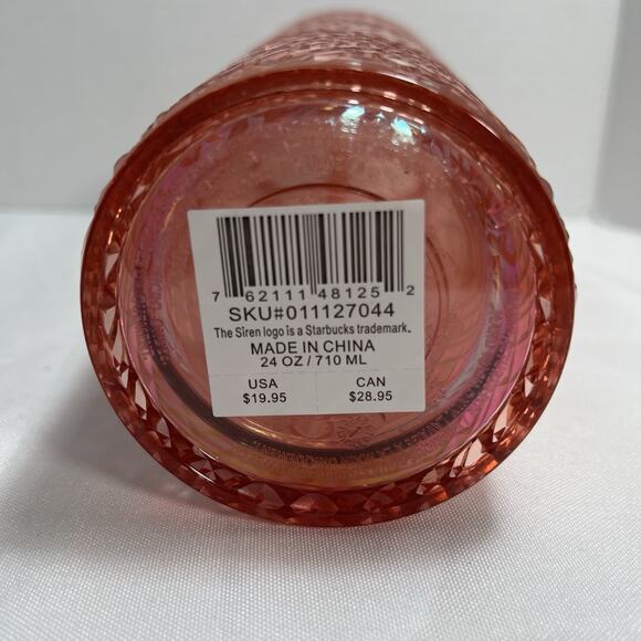NWTStarbucks Holiday 2021 Iridescent Rose Gold Jewel Cold Cup Tumbler 24oz Venti - Picture 5 of 7
